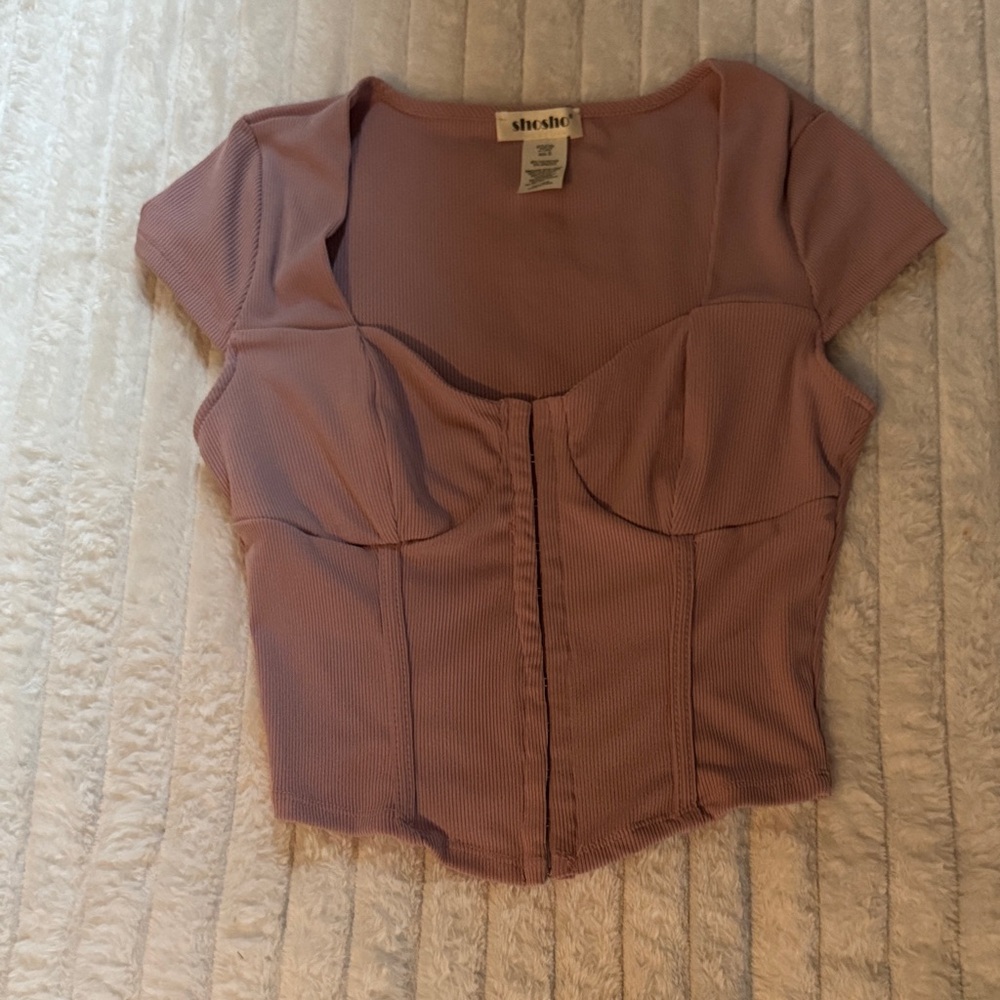 Dusty Pink Ribbed Crop Top